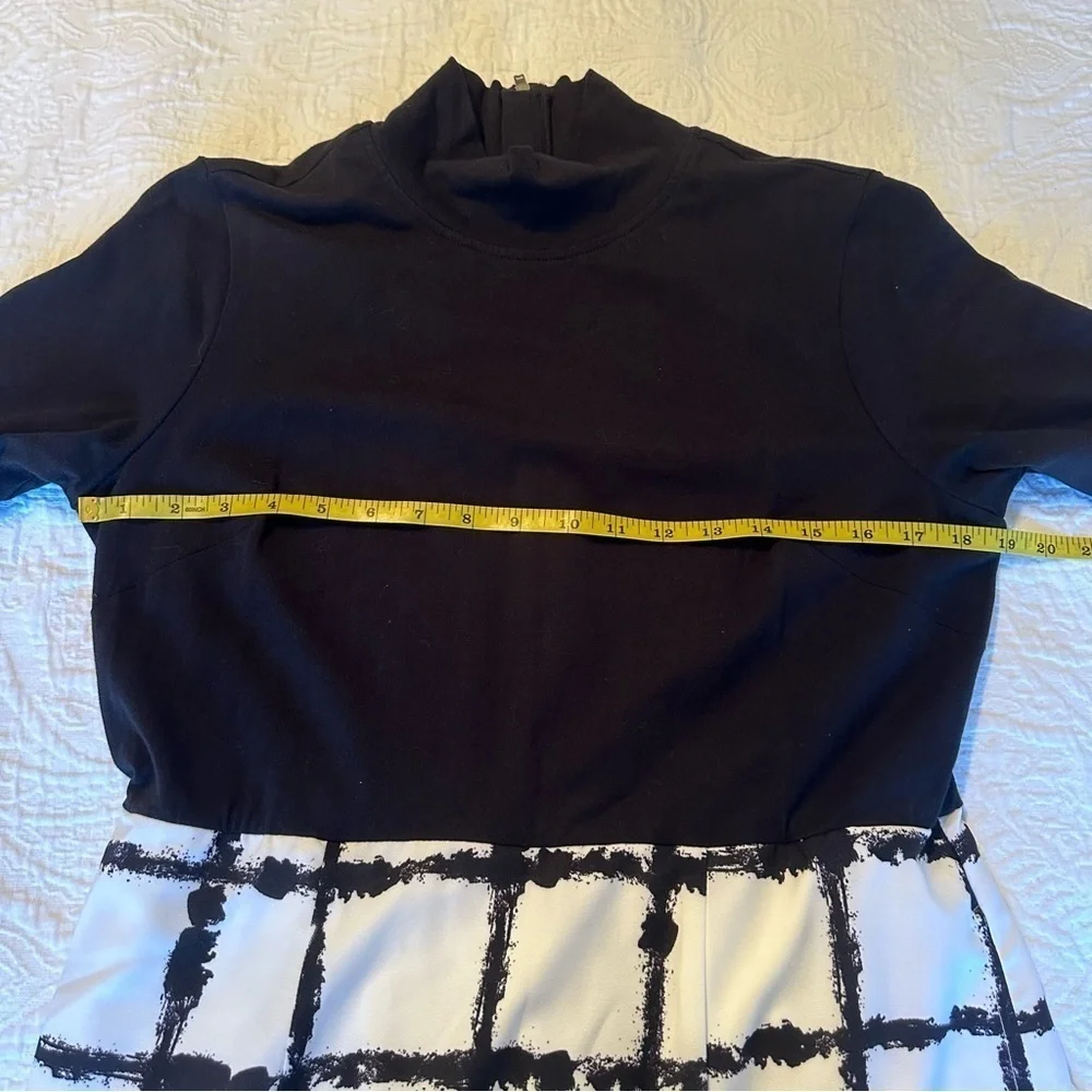 Eshakti Zapelle Fit and Flare Mock Neck Black and White Dress - Large (14) - Picture 12 of 15